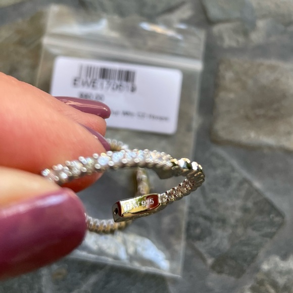 SS Inside- Out Wht CZ Hoops - Picture 10 of 11